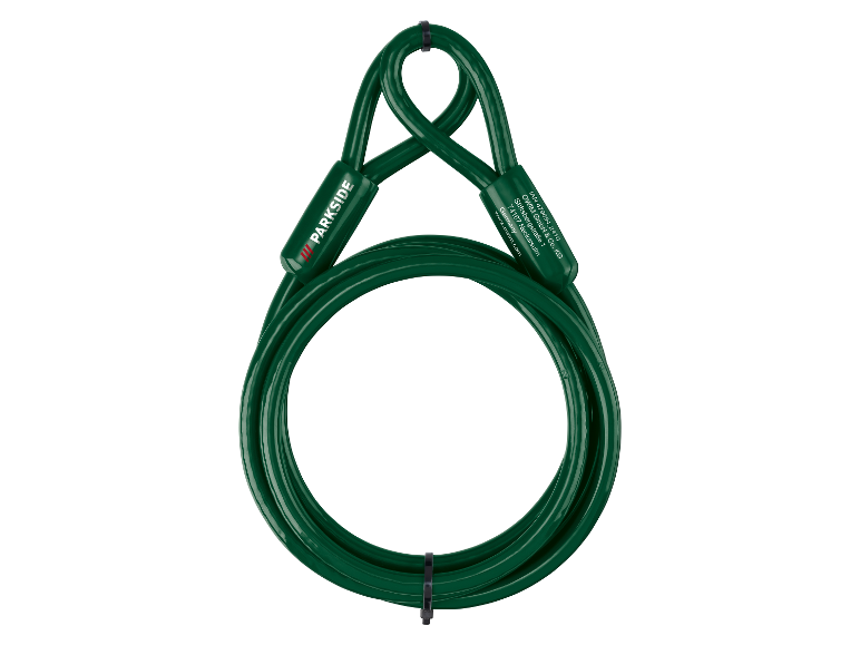 Donkergroene Parkside kabel met slot.