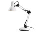 Een witte bureaulamp met een flexibele arm.