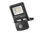 Zwarte LED-schijnwerper met bewegingssensor.