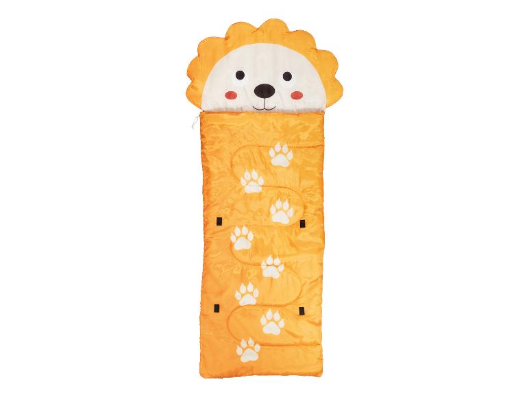 Kinder slaapzak met leeuw-print en paw prints, oranje.