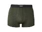 Donkergroene herenboxershort met een zwarte elastische tailleband.
