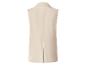 Lange beige damesgilet met revers, achteraanzicht