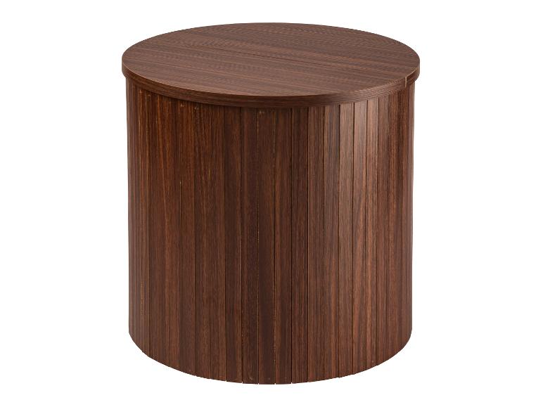 Cilindrische bijzettafel van donker hout