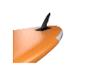 Oranje en wit paddleboard uiteinde met zwarte vin.