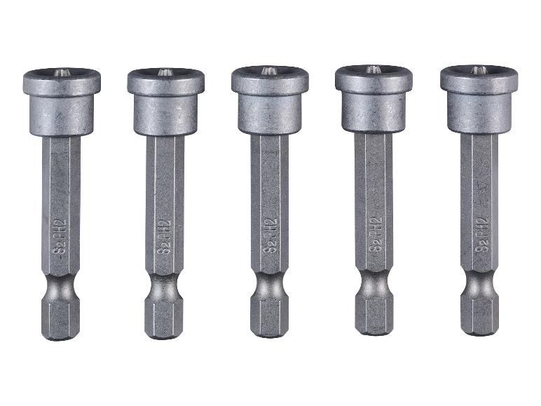Set van vijf grijze PH2 schroevendraaierbits met magnetische houders