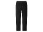 Zwarte corduroy broek met elastische tailleband en trekkoord.