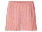 Roze dames short met geribbelde textuur en opengewerkte details.