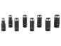 Zwarte slagdoppen met maten 10, 11, 13, 14, 16, 17, 19 en 22 mm.