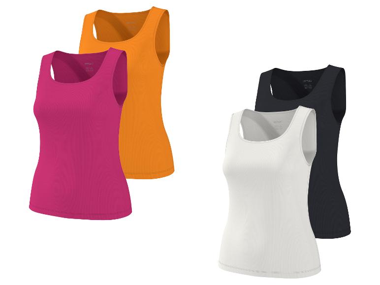 Dames tanktops in fuchsia, oranje, wit en zwart