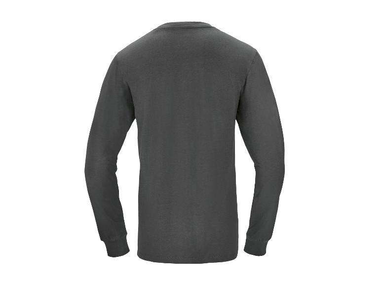 Donkergrijs T-shirt met lange mouwen, achteraanzicht.