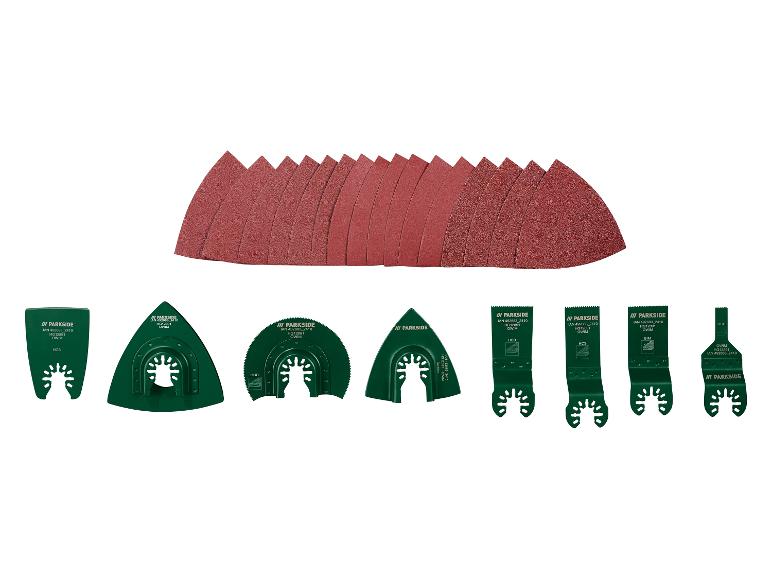 Parkside schuurpapier en multitool accessoires.