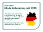 Tekst 'Made in Germany since 1955' en een kaart van Duitsland in de kleuren van de vlag.