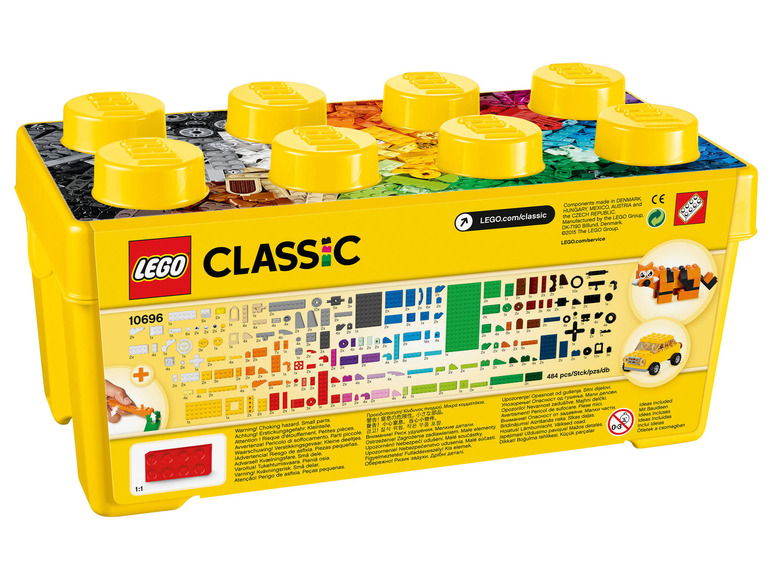 LEGO Classic doos met 484 gekleurde stenen en instructies.