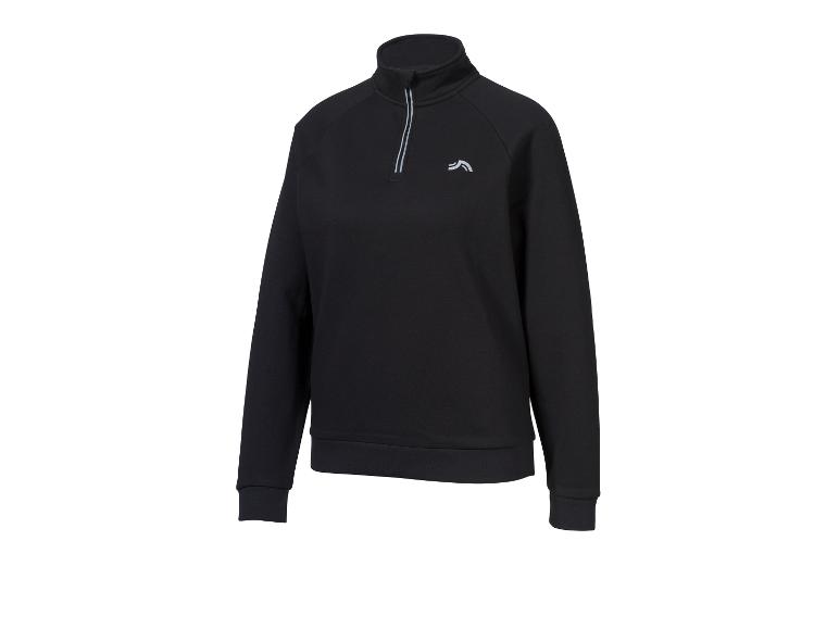 Zwart trainingsshirt met rits en logo op de borst.