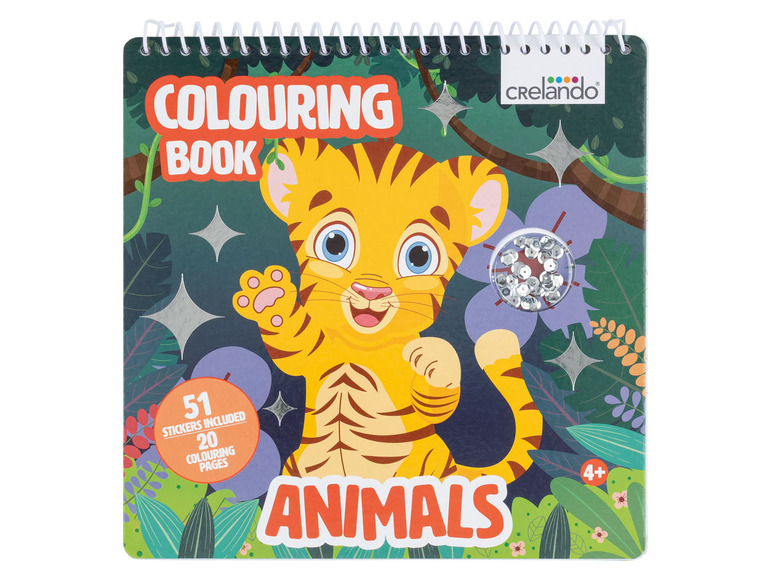 Een kleurboek met dieren, 51 stickers en een glinsterende tiger.