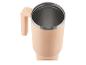 Beige thermosbeker met handvat en metalen binnenkant