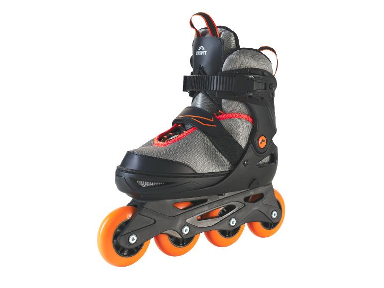 Crivit inline skates in zwart en grijs met oranje wielen