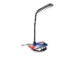 Moderne bureaulamp met draadloze telefoonoplader.