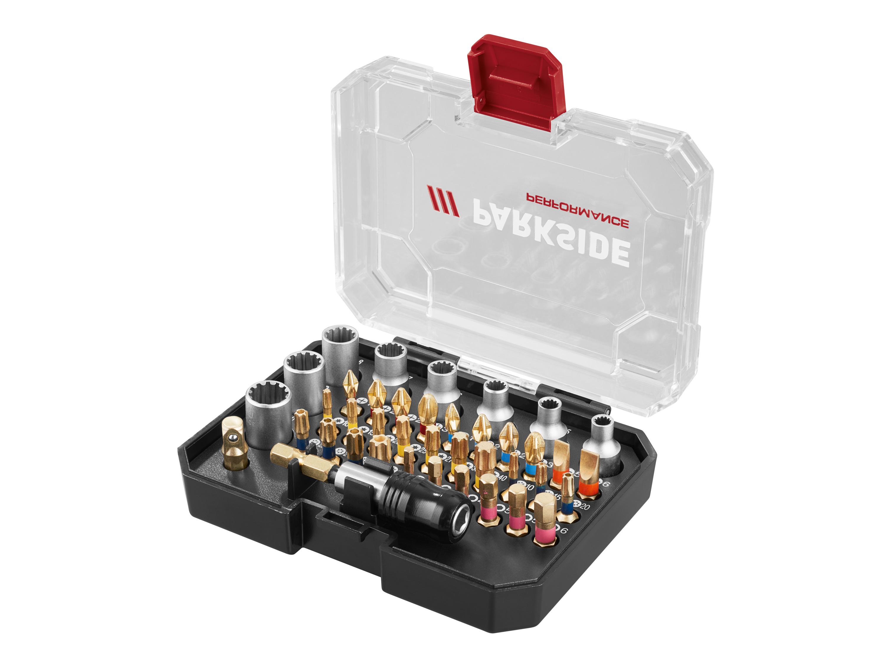 PARKSIDE PERFORMANCE Bitset of bit- en dopsleutelset (Torsiebits/doppen, 40 stuks)