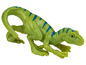 Een groene plastic dinosaurusfiguur.