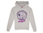 Een grijze hoodie met een Barbie-print van een huis en een palmboom.