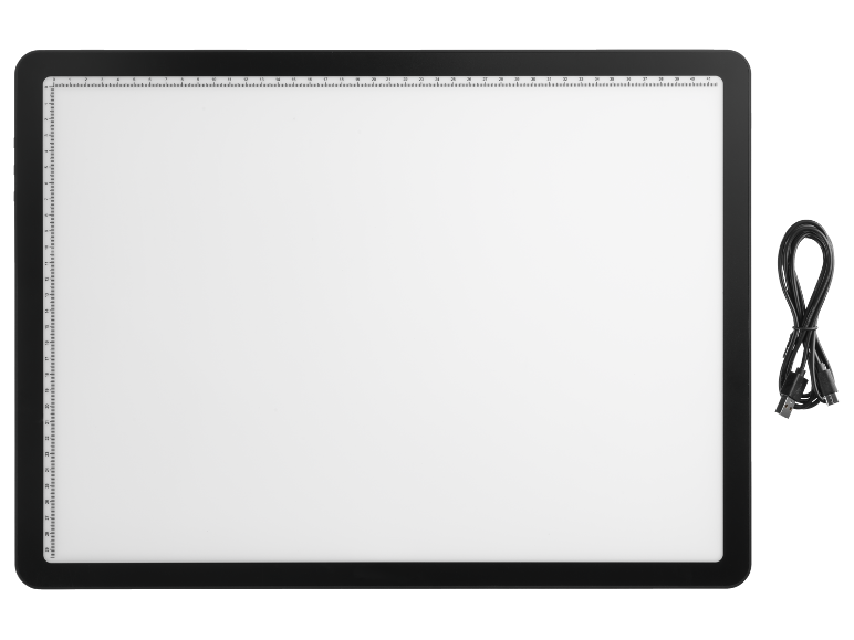 Lichtpad met meetschaal en USB-kabel