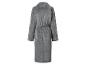 Grijze zachte fleece badjas met strikceintuur in de taille, van achteren gezien.