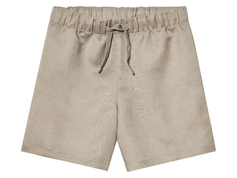 Beige linnen shorts met trekkoord.