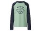 Kinder T-shirt met lange mouwen, baseball-ontwerp en blauwe raglanmouwen.