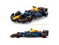Twee aanzichten van een LEGO Speed Champions Red Bull Formule 1-racewagen.