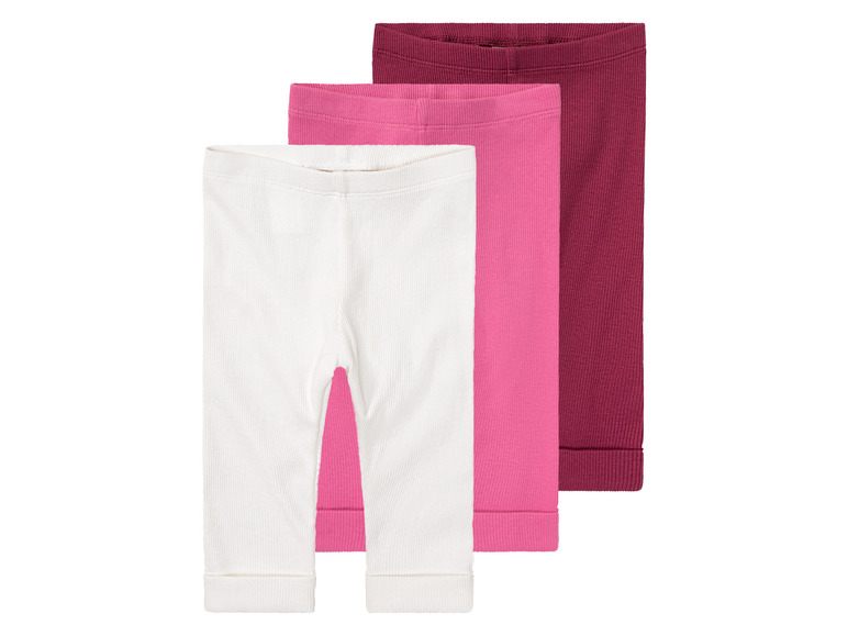 lupilu 3 baby leggings (62/68, Bordeaux/roze/wit)