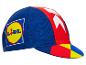 Lidl fietspet: blauw, rood en geel.