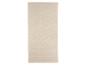 Beige badhanddoek met decoratieve witte strepen.
