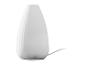 Witte ultrasone aromadiffuser met twee bedieningsknoppen en een stroomkabel.