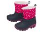 Fuchsia kinderwinterlaarzen met vossen- en kerstboompatroon, met zwarte zool.