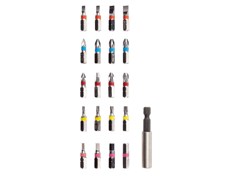 Assortiment schroevendraaierbitjes met verschillende maten en vormen.