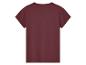 Bordeauxkleurig t-shirt met korte mouwen.