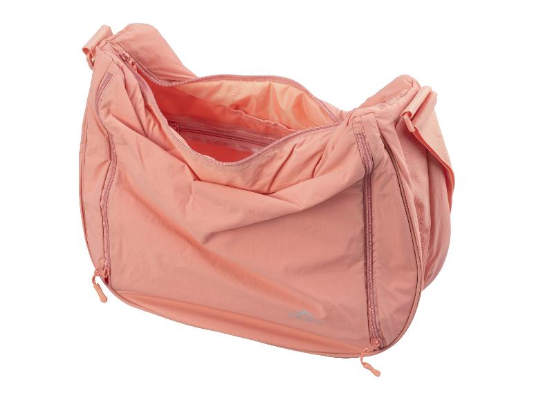 Roze schoudertas met meerdere vakken met rits.