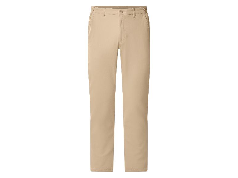 Heren beige chino broek met knoop- en ritssluiting.