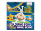Kleurboek met stickers van dieren in de ruimte van Crelendo.