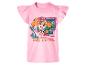 Roze kinder-T-shirt met een glimlachende puppy en de tekst 'PAW PATROL'.