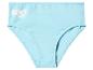 Lichtblauwe kinderonderbroek met witte 'BLUEY'-opdruk op de tailleband.