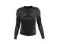 Zwart sportshirt met lange mouwen en grijze geometrische patronen.