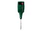 Groen bewateringsapparaat met grondboor en slang met mondstuk.
