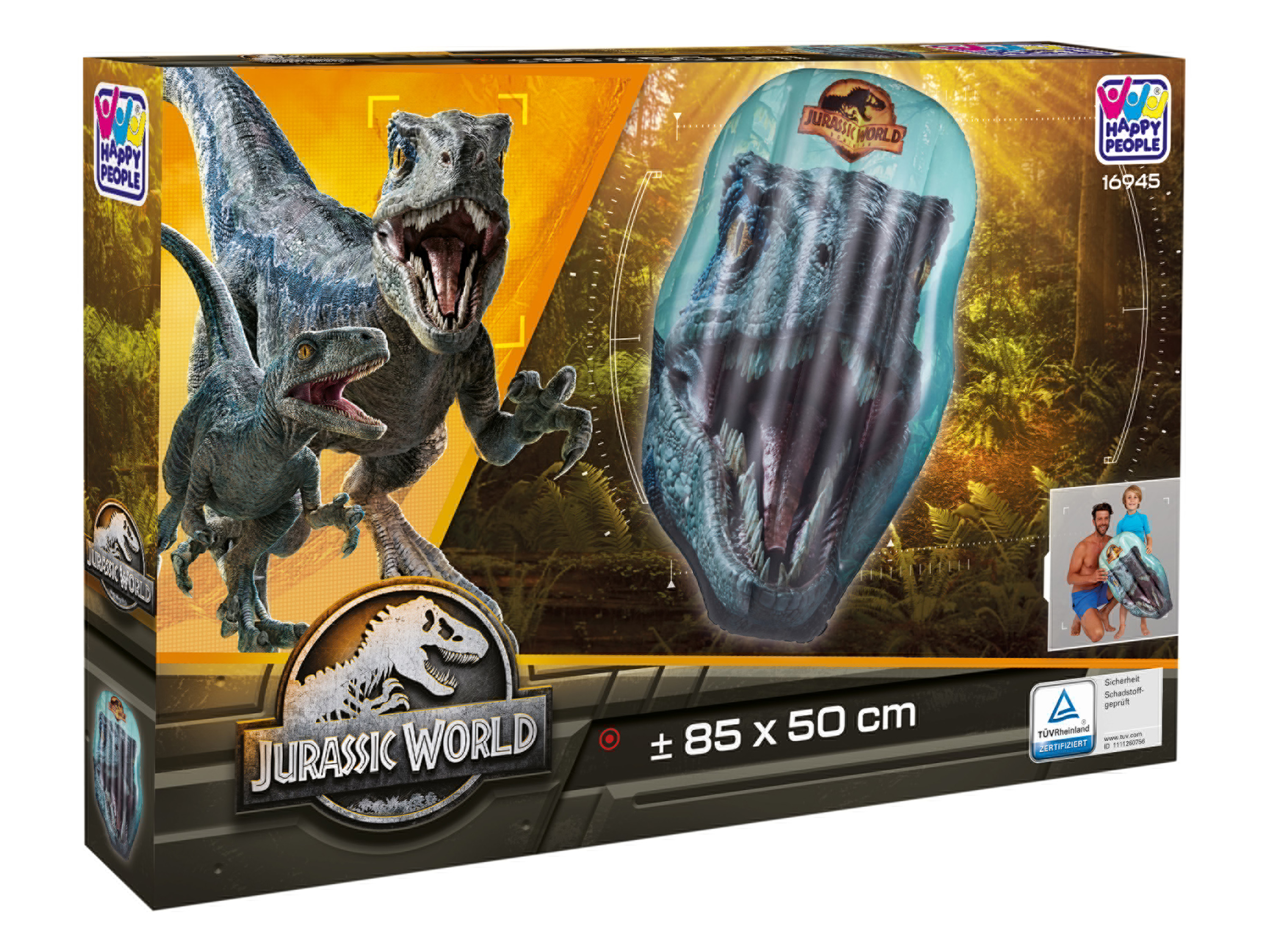 JURASSIC WORLD Luchtbed, Dino-Design, 85 x 50 x 13 cm