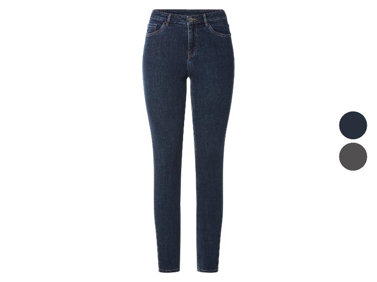 Donkerblauwe high-waist skinny jeans, met een grijze kleuroptie.