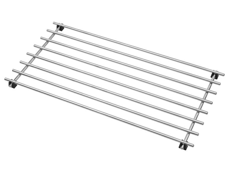 Verchroomd afdruiprek voor servies.