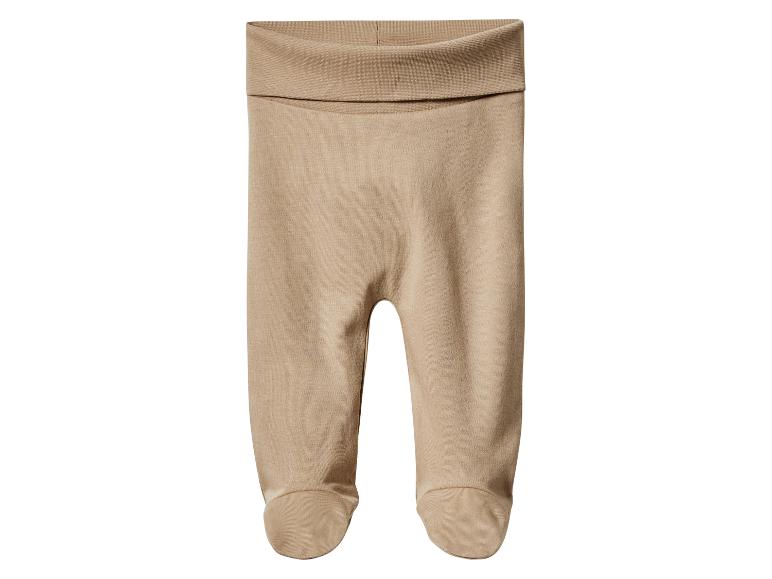 Beige baby leggings met omslagen tailleband.