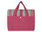 Een roze gevouwen strandmat met handvat.