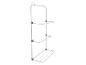 Een wit metalen droogrek met drie planken om kleding te drogen.